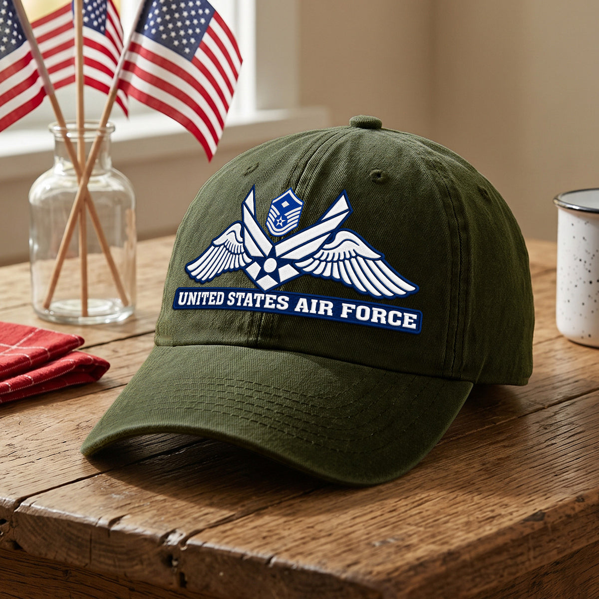 Custom U.S. Air Force Cotton Hat Personalized Rank and Name