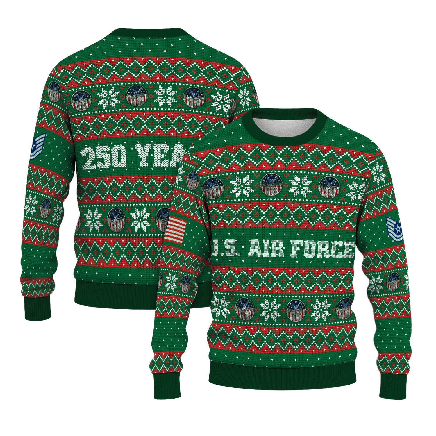 Custom Ranks US Air Force Ugly Christmas Sweater for Women Men KRUST09