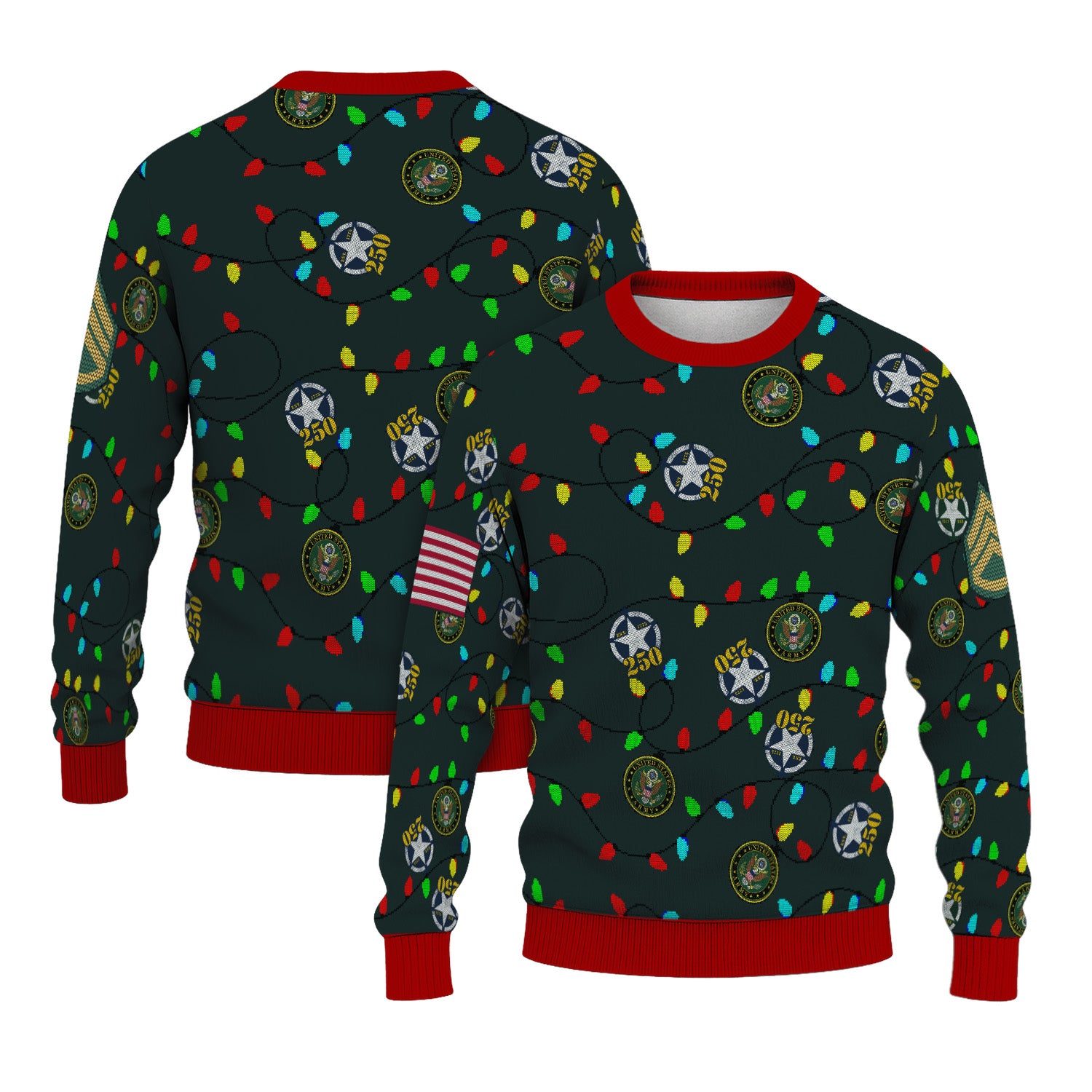 Custom Ranks US Army Ugly Christmas Sweater for Women Men KRUST07