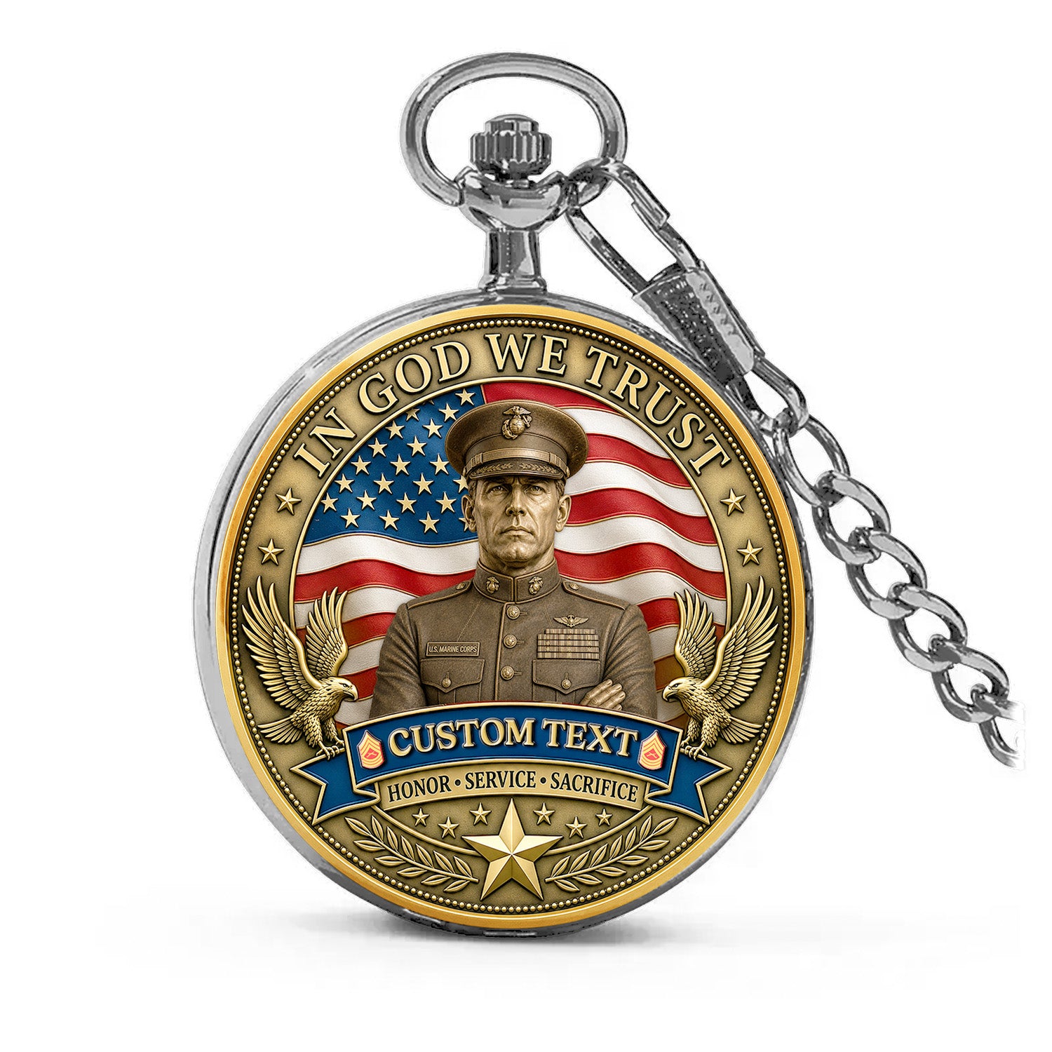 Marine Veteran Gift Custom Pocket Watch 250 Years