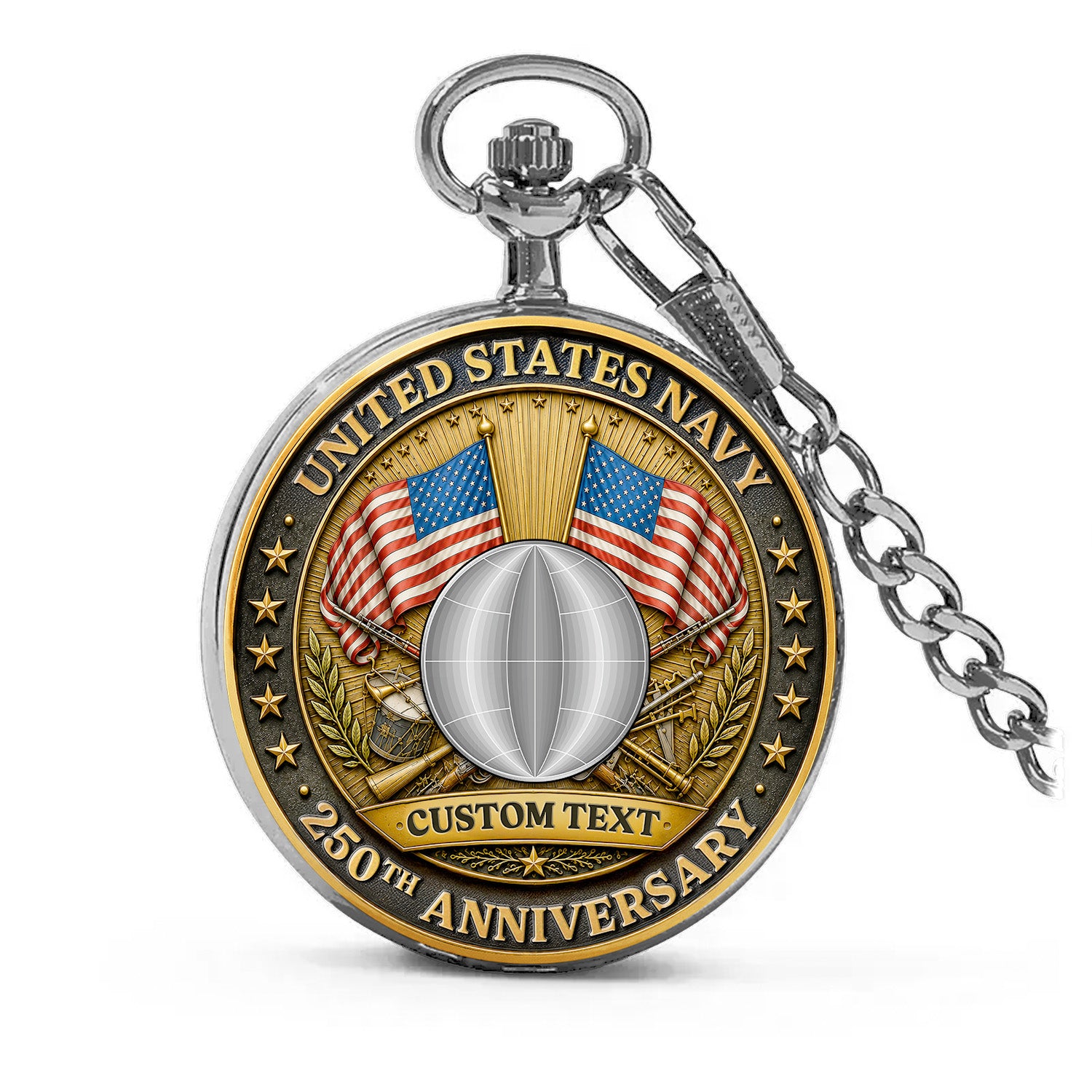 Personalized Navy Chief Pocket Watch 250th Anniversary Gift