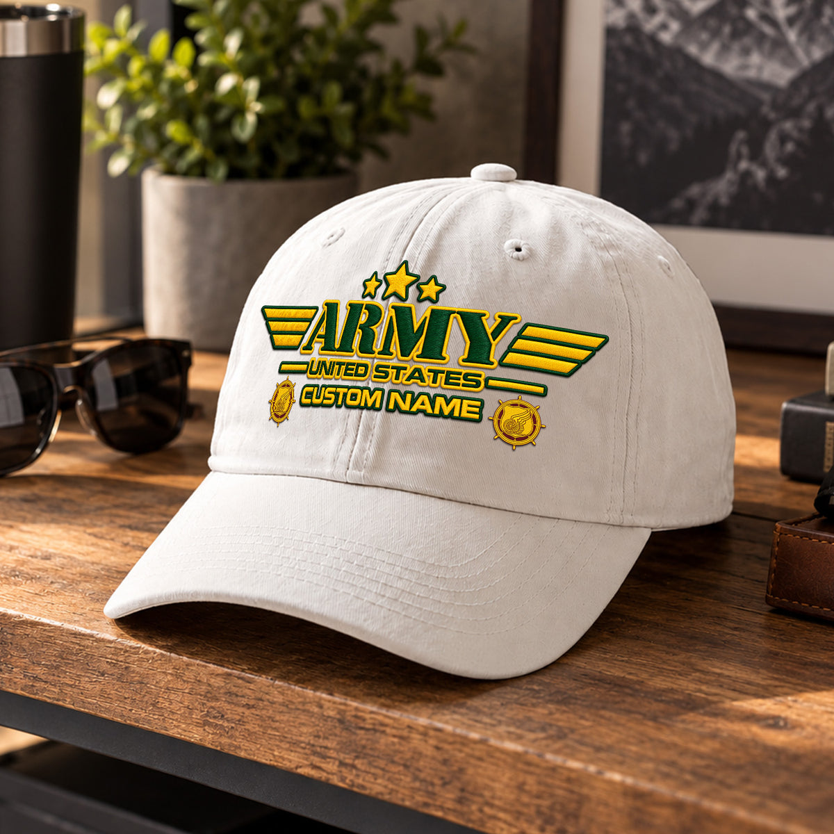 U.S. Army Washed Cotton Cap Personalized Rank and Custom Text