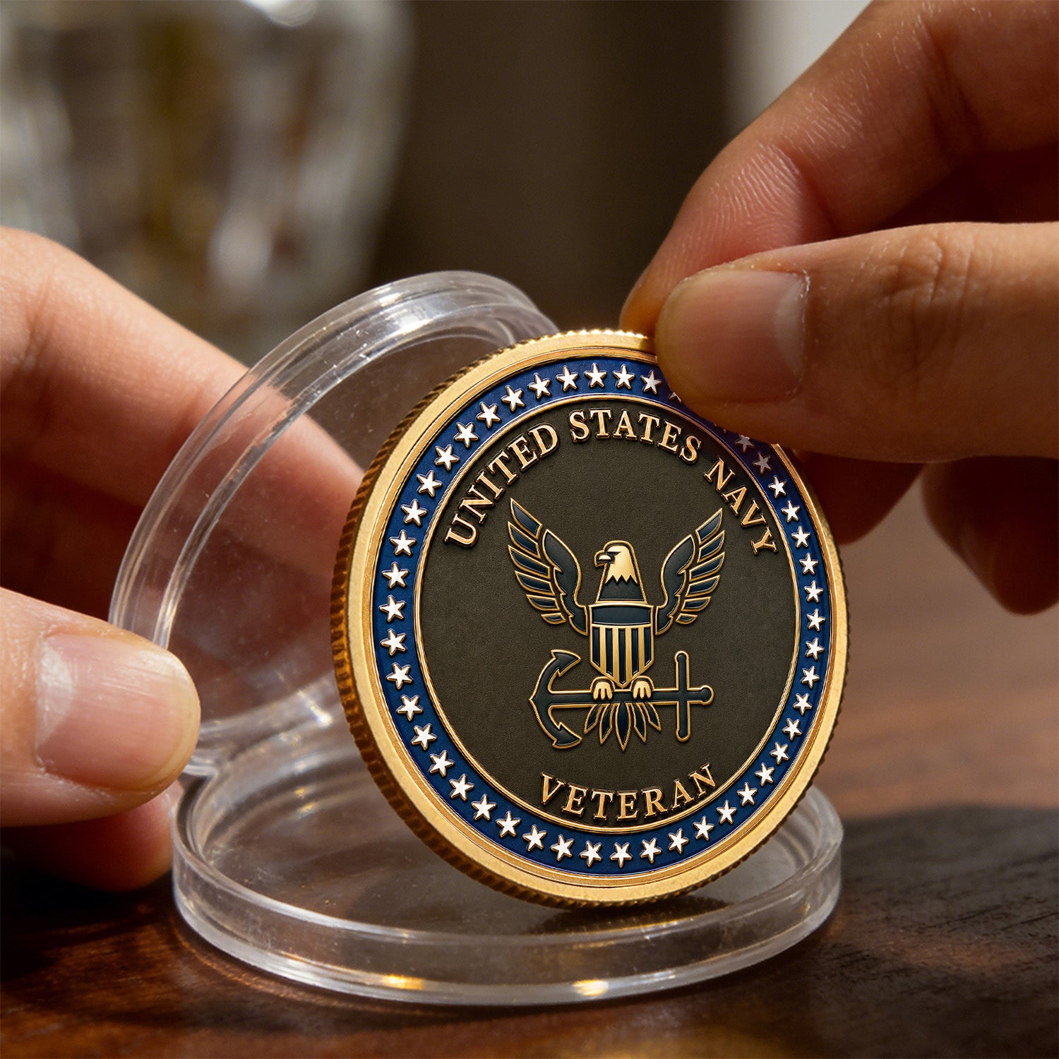 Personalized US Navy Duty Rank 3D Challenge Coin Tribute