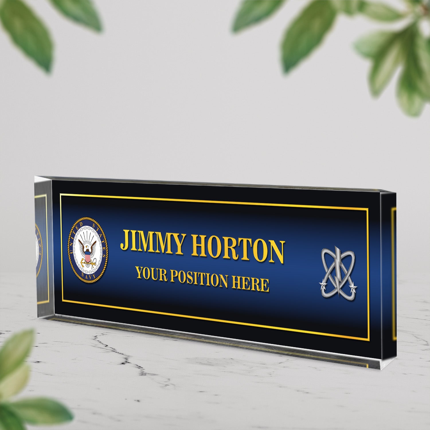 US Navy Personalized Acrylic Plaque – Custom Desk Gift