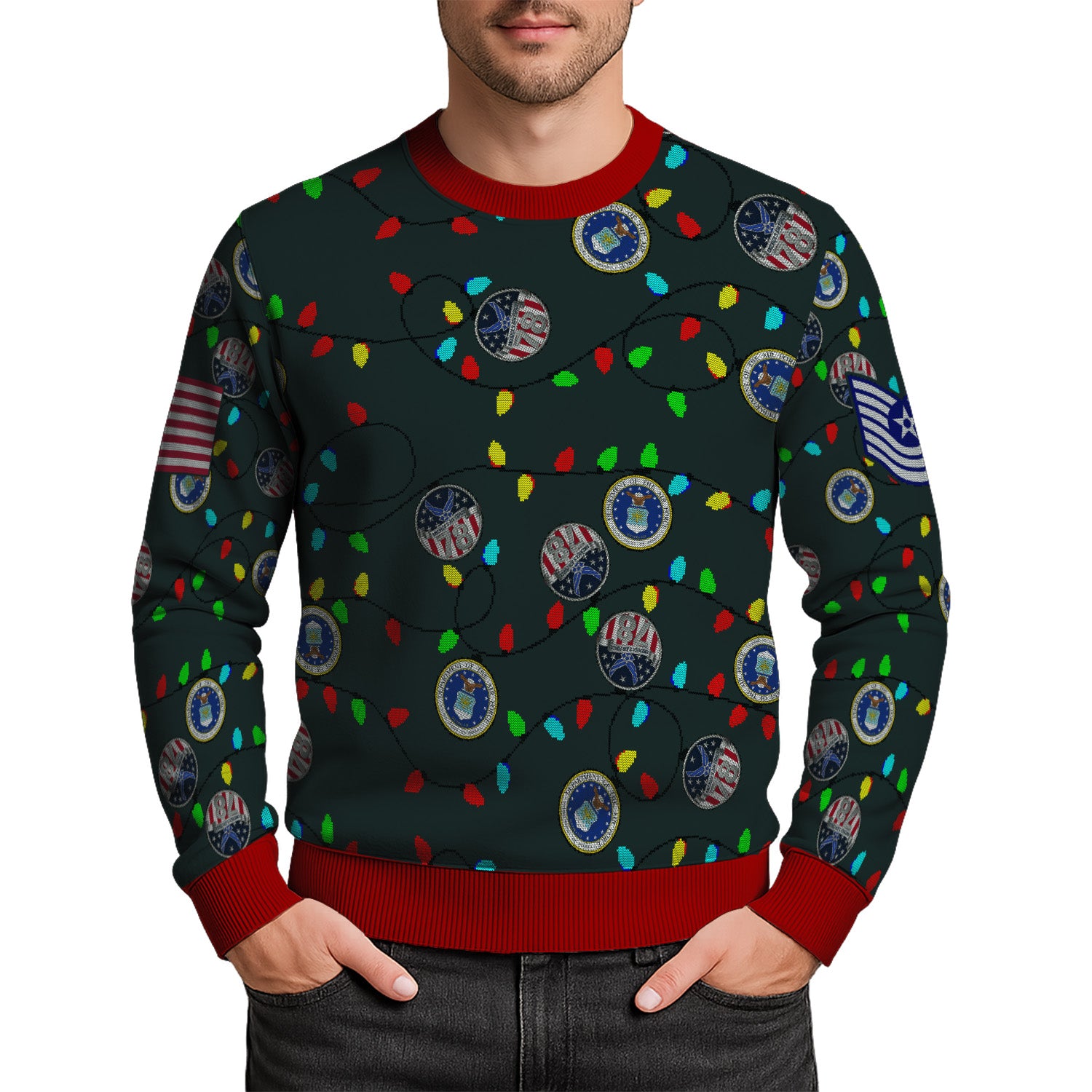 Custom Ranks US Air Force Ugly Christmas Sweater for Women Men KRUST07