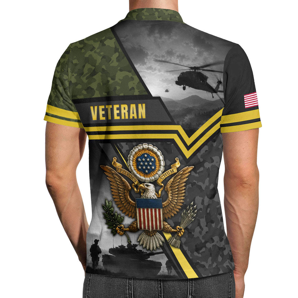 Custom Army Name and Rank 3D Polo Shirt for Veterans