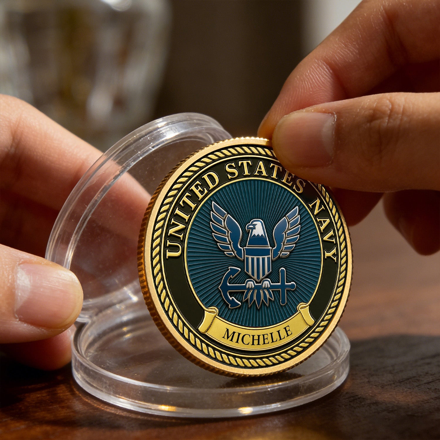 Custom Navy Challenge Coin Personalized Rank Name Gift