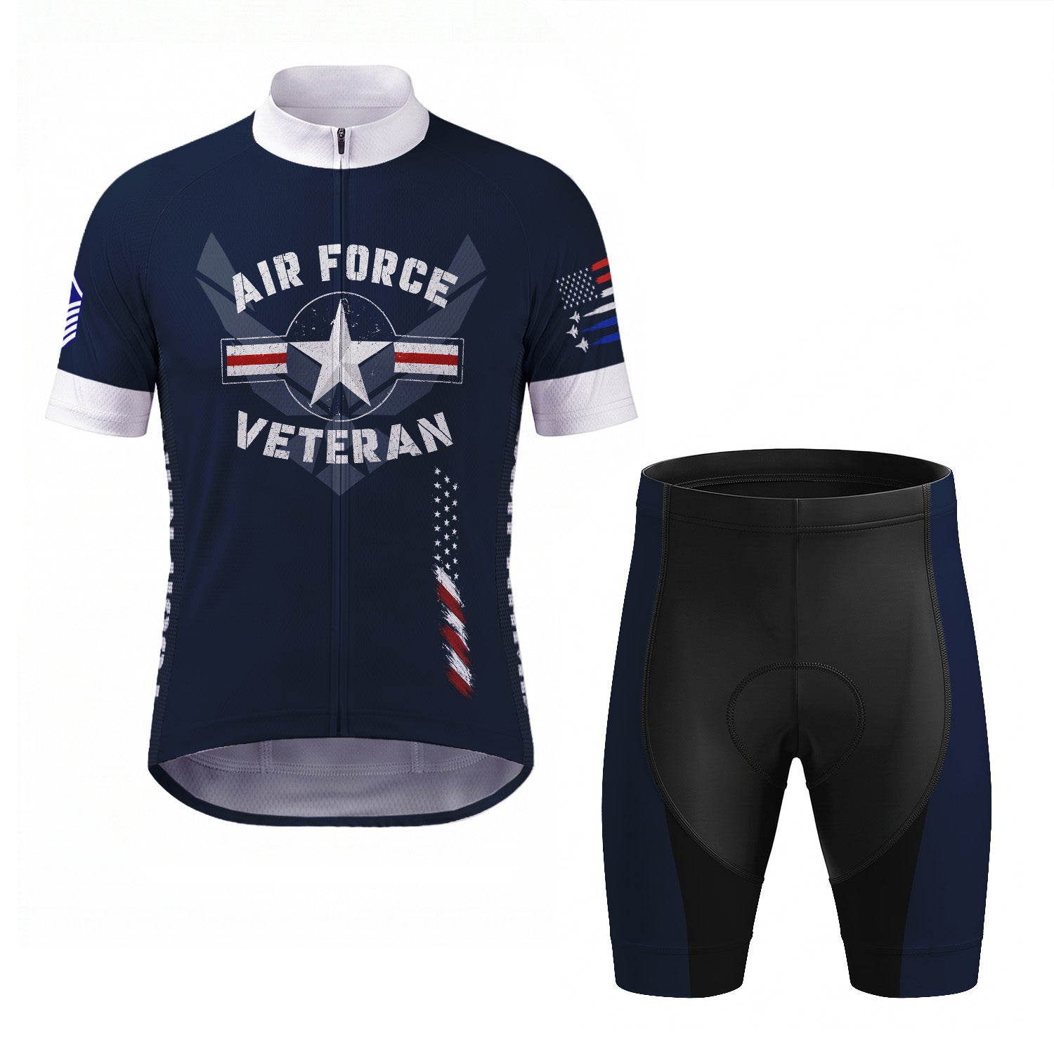 Personalized U.S. Air Force Cycling Jersey Custom Name & Rank Veteran