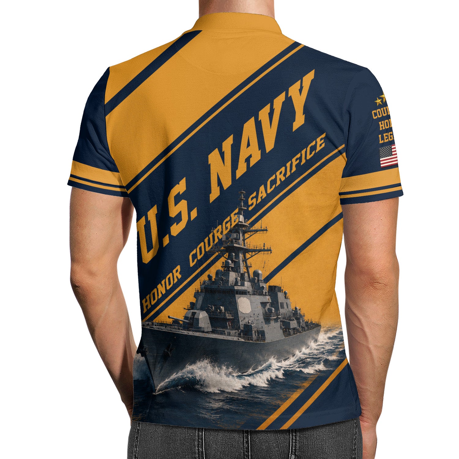 Personalized US Navy Sailor 3D All-Over Print Polo Shirt