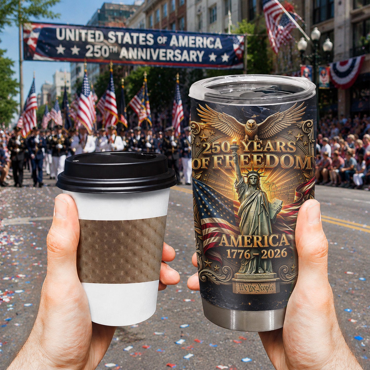 America 250th Anniversary Liberty Flag 20oz Tumbler