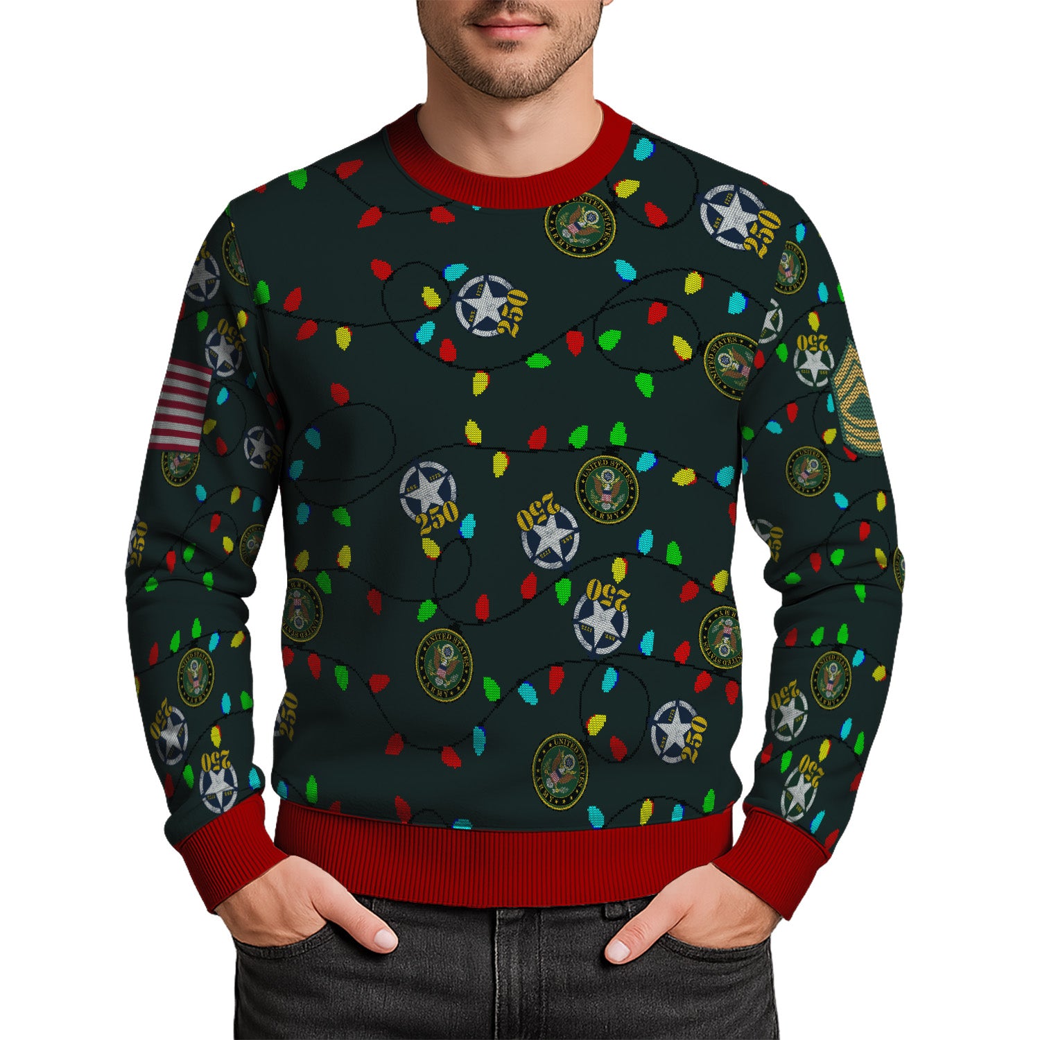 Custom Ranks US Army Ugly Christmas Sweater for Women Men KRUST07