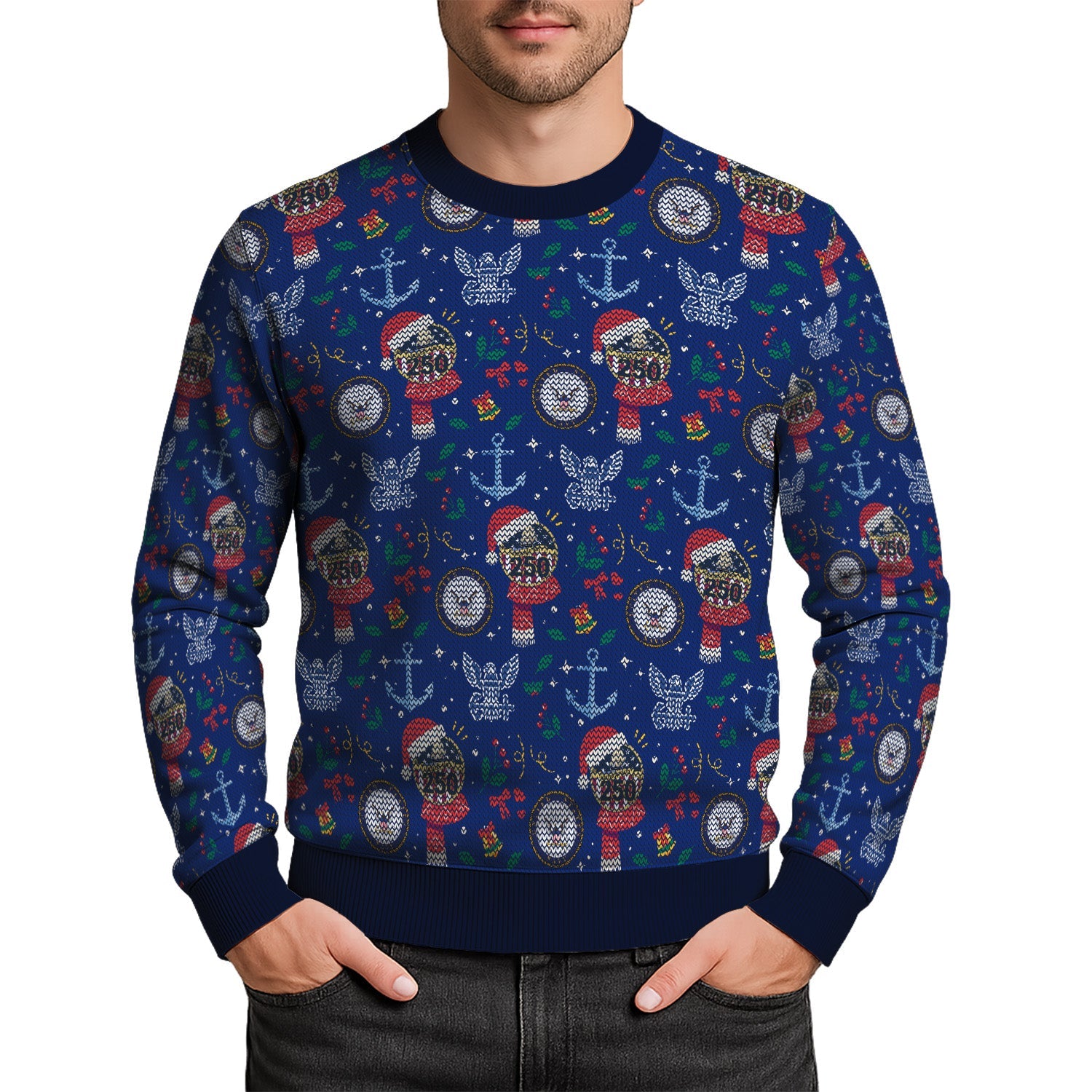 US Navy 250 America Christmas Ugly Sweater