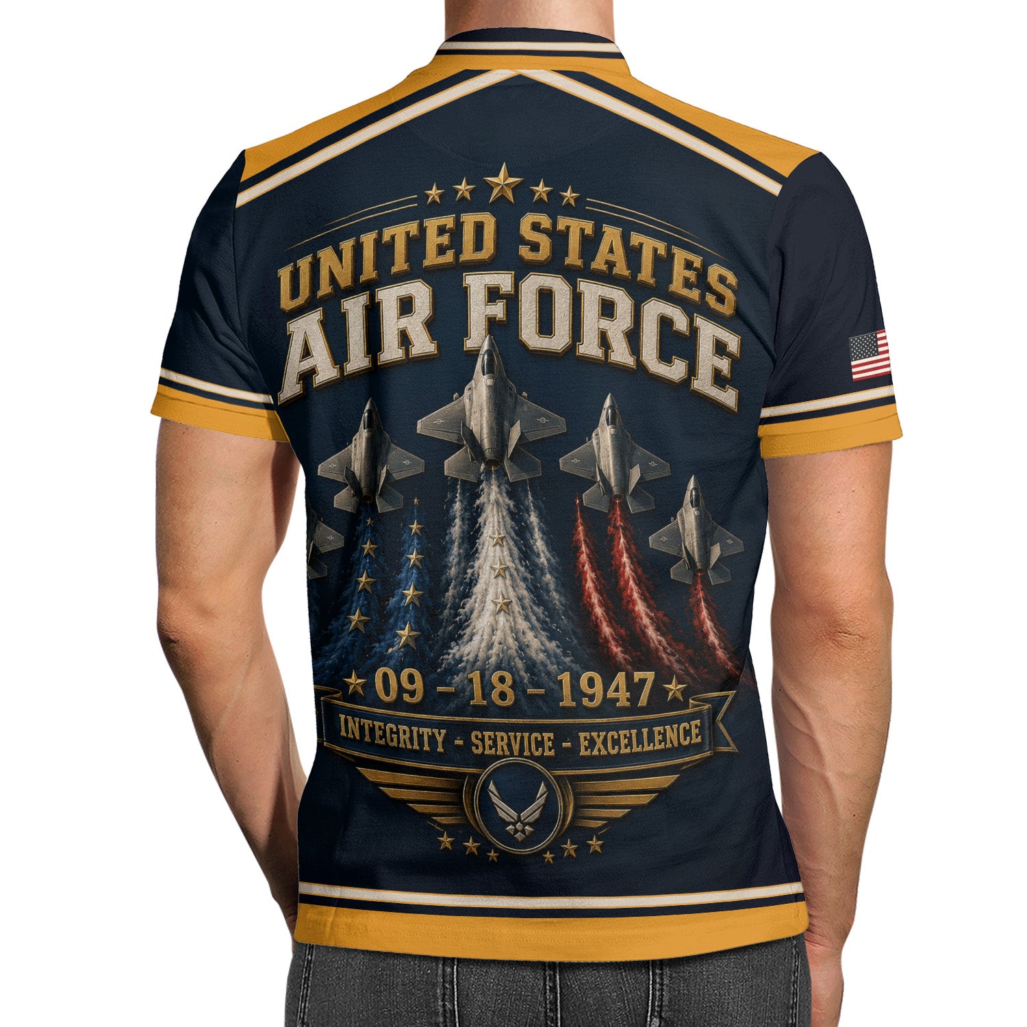 Custom USAF Name Rank 3D Polo Shirt for Veterans