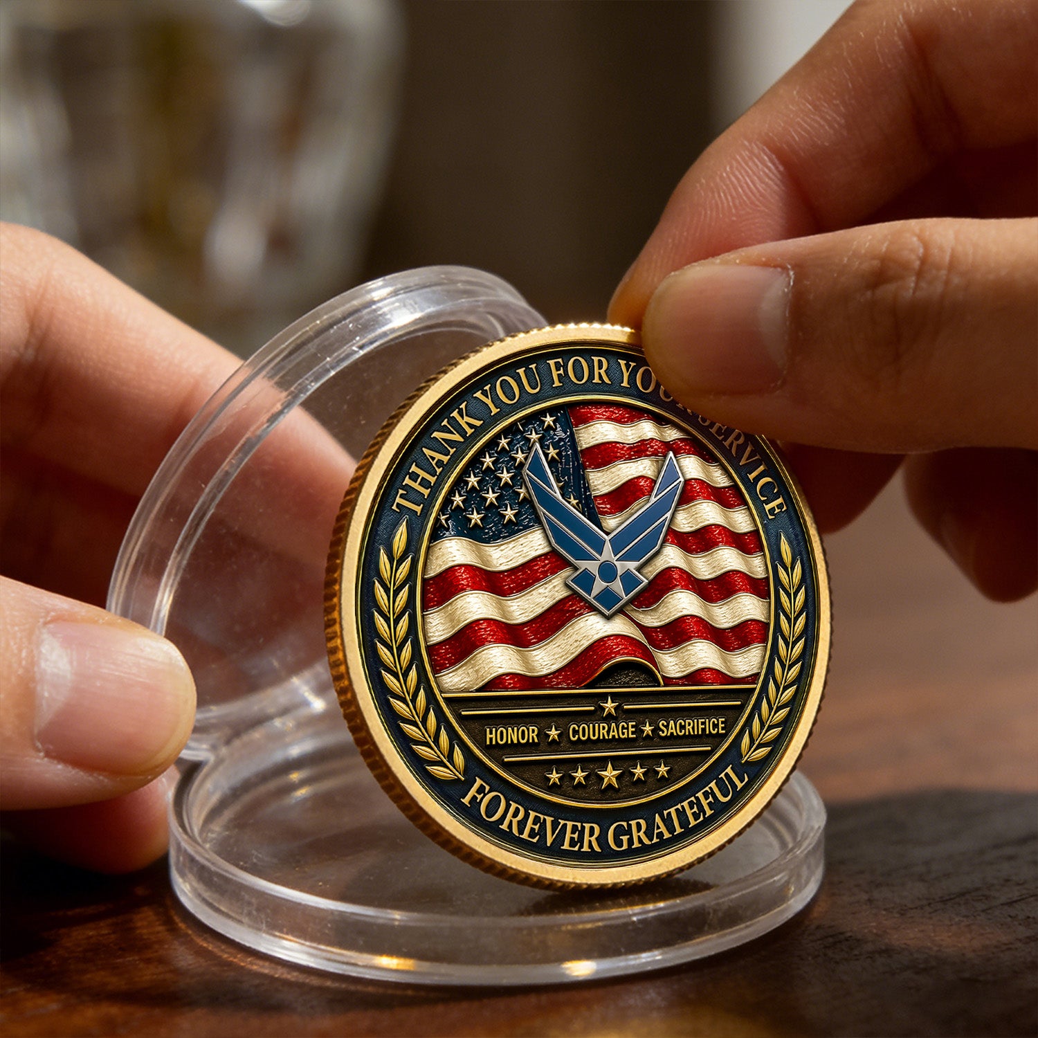 Personalized USAF Coin Custom Photo Rank Name Gift