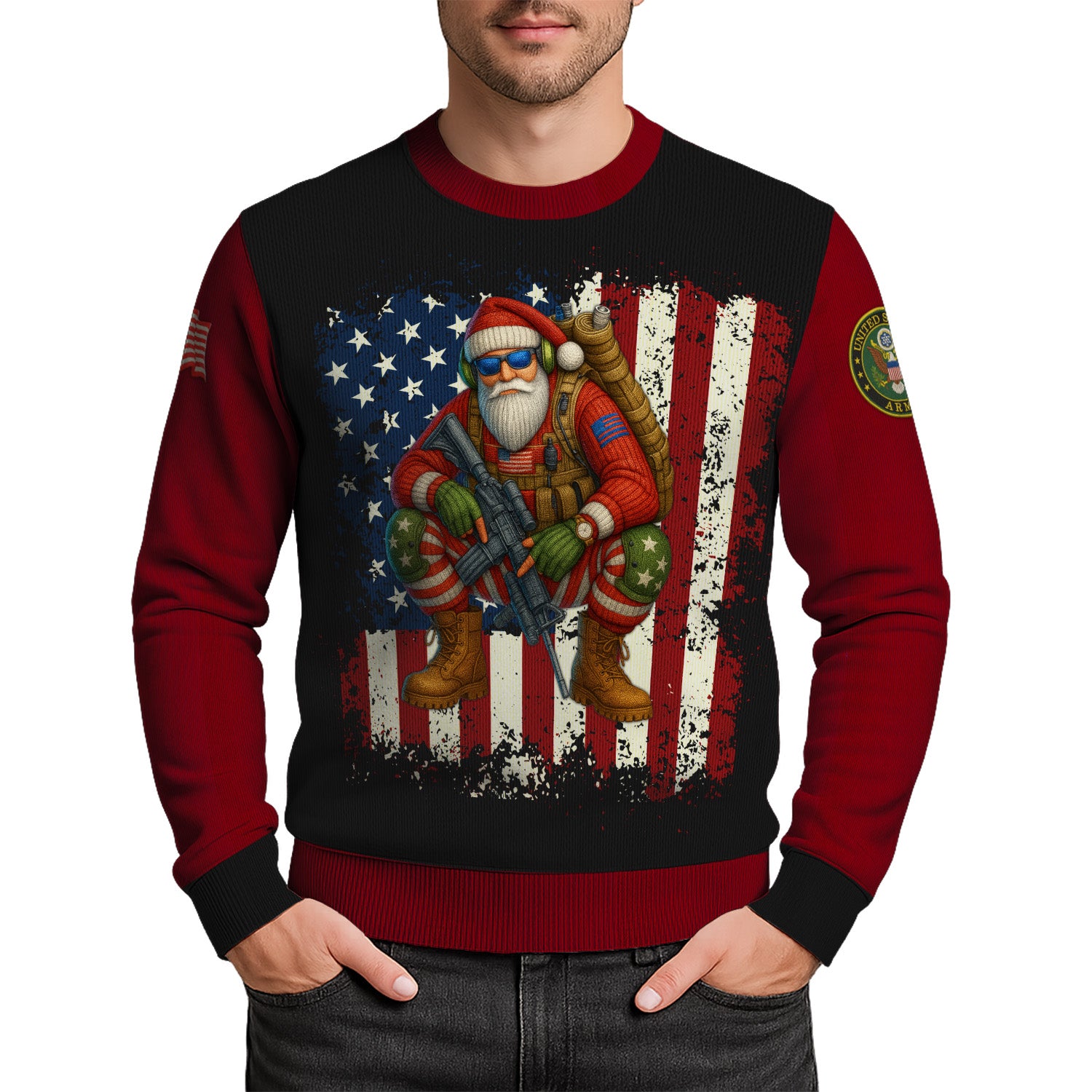 US Army Santa Soldier Ugly Christmas Sweater