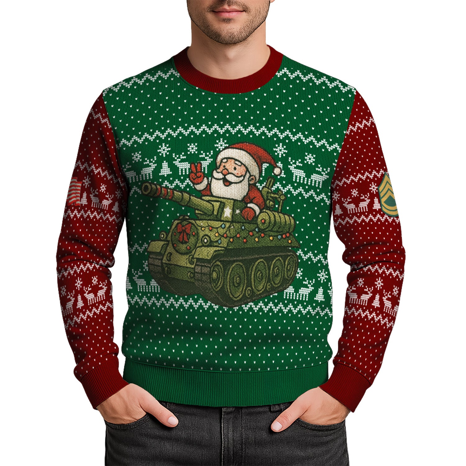 Personalized US Army Ugly Christmas Sweater KRUST21