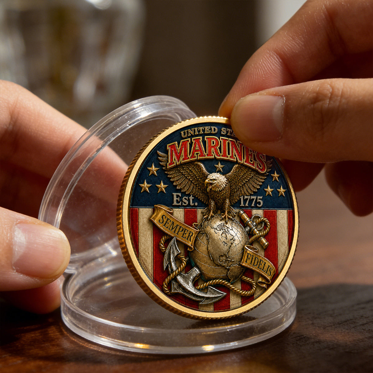 US Marine Corps Personalized Rank Name 3D Challenge Coin Gift