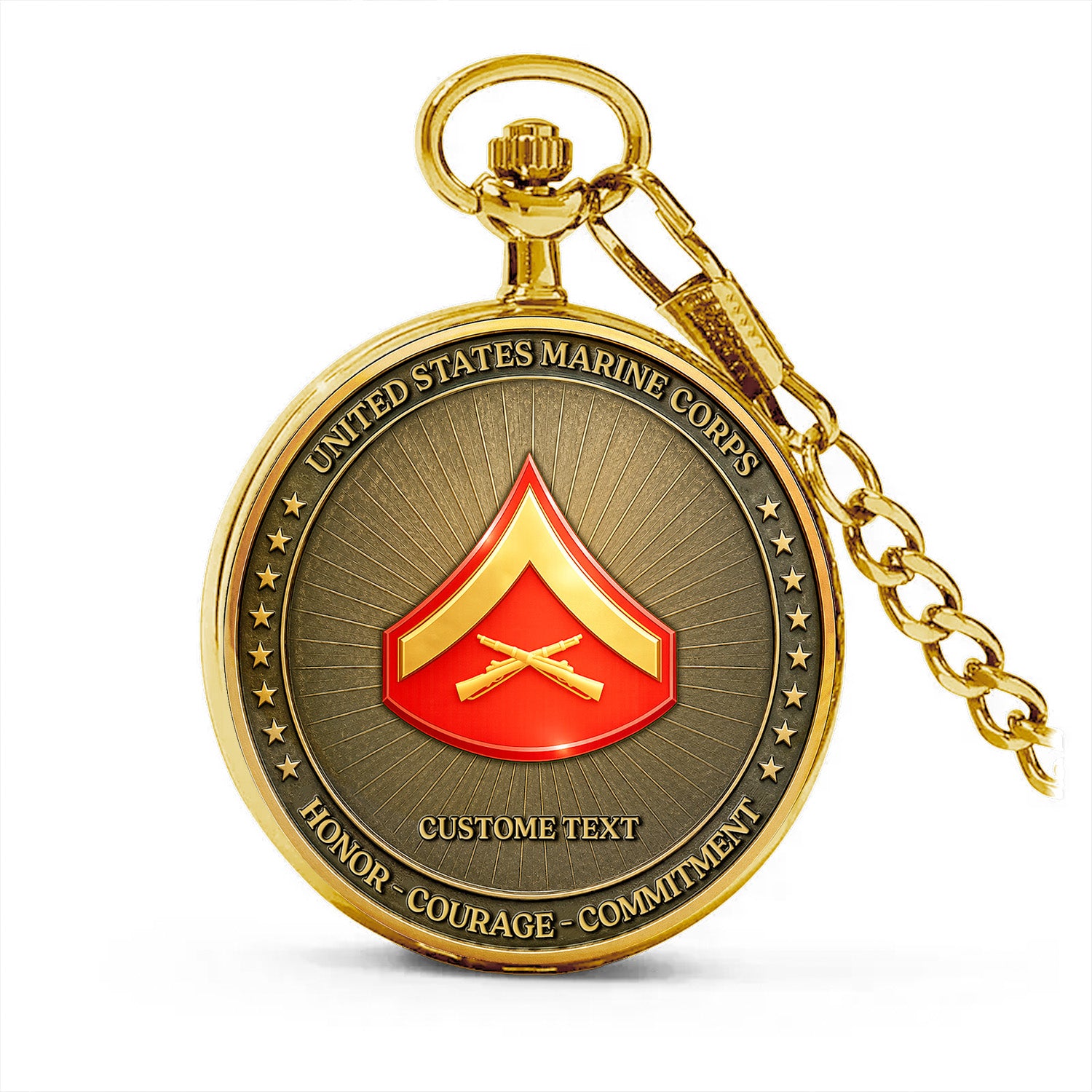 Custom USMC Pocket Watch Personalized Marine Veteran Gift