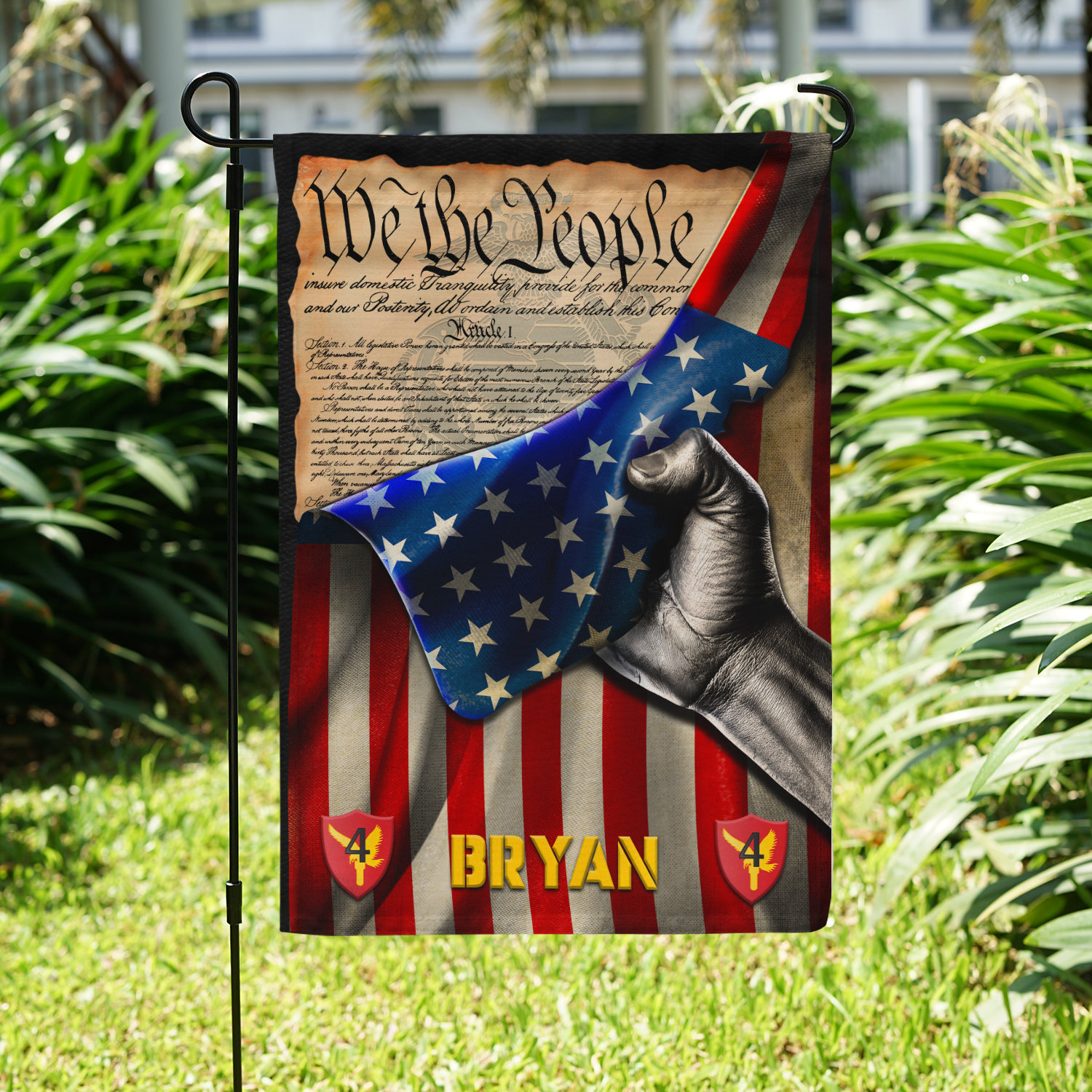 Personalized US Military Logo/Insignia And Text KFLAG06 Garden Flag, House Flag Twin-Side Printing