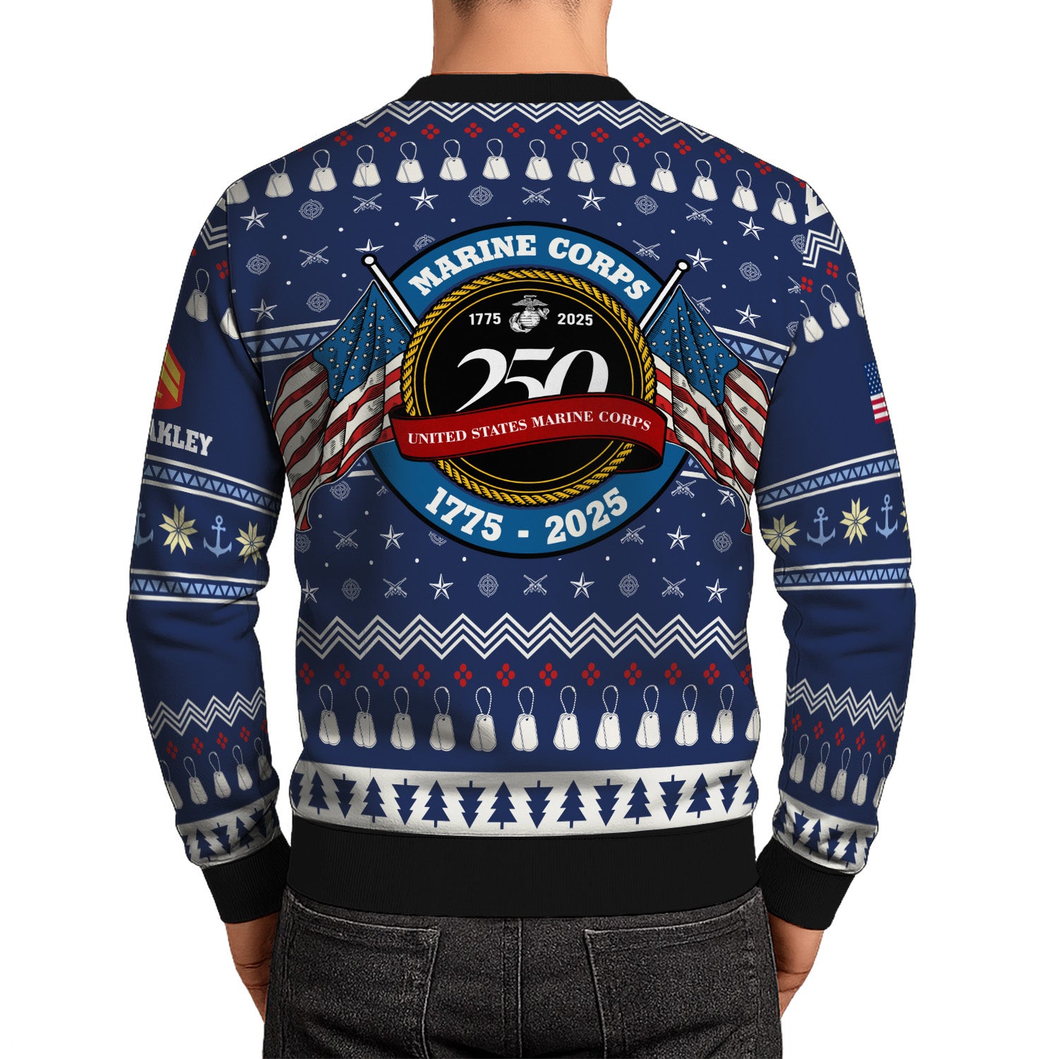 Custom Ranks And Text USMC Ugly Christmas Sweater for Women Men KRUST01