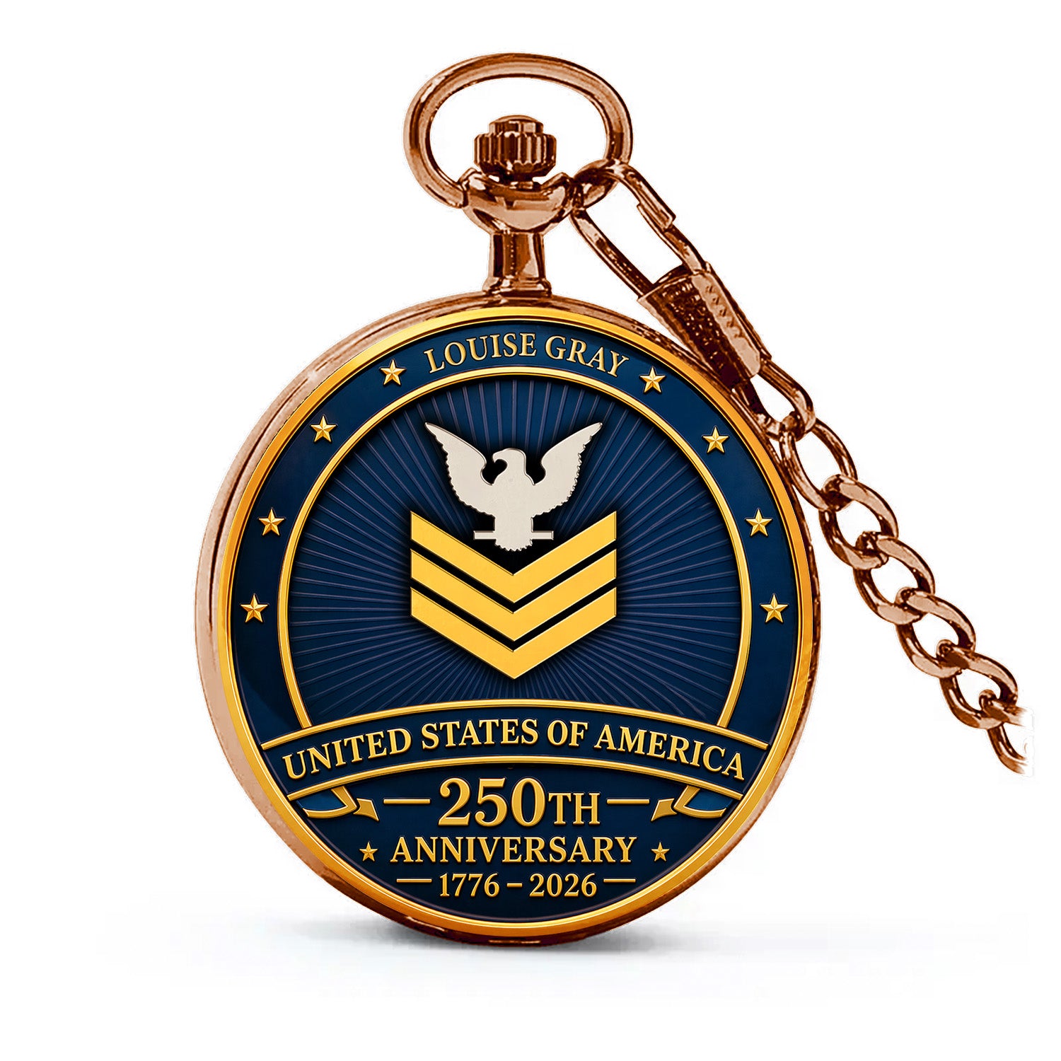Custom Rank US Navy Pocket Watch Veteran Appreciation Gift