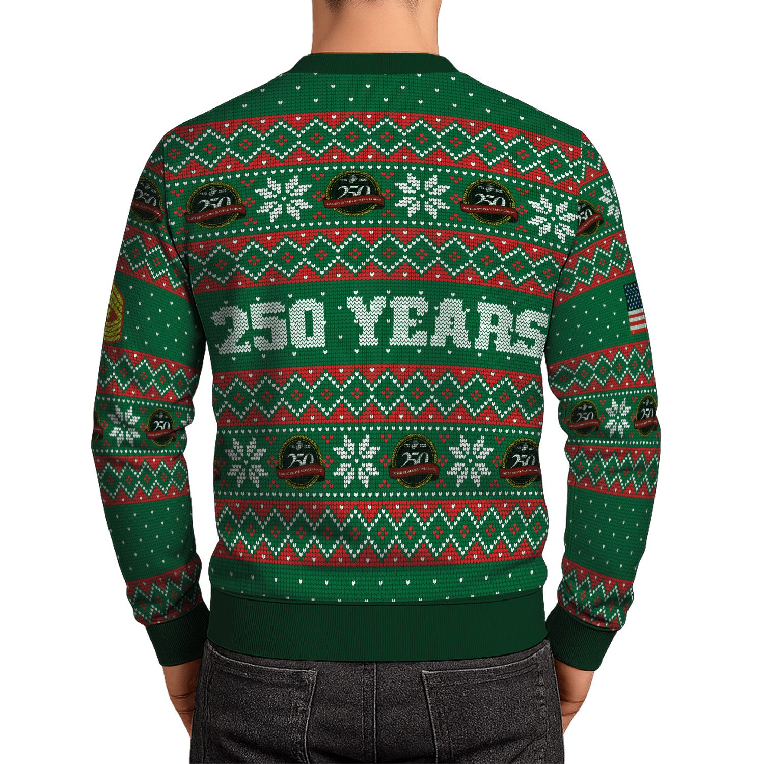 Custom Ranks USMC Ugly Christmas Sweater for Women Men KRUST09