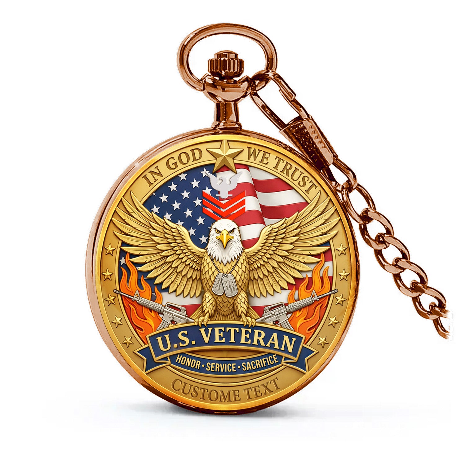 Personalized US Navy 250th Anniversary Gift Pocket Watch