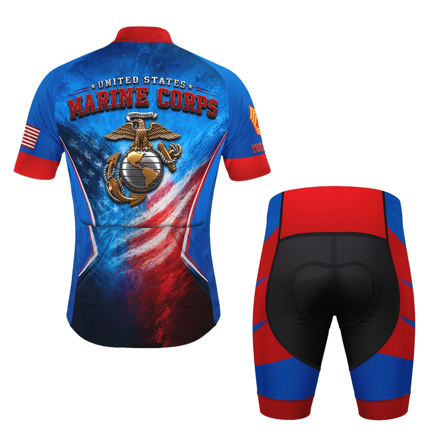 Custom Marine Corps Cycling Jersey Personalized Name & Military Rank