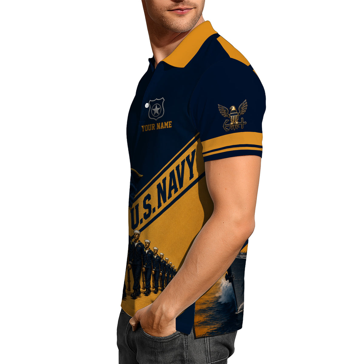 Personalized US Navy Sailor 3D All-Over Print Polo Shirt