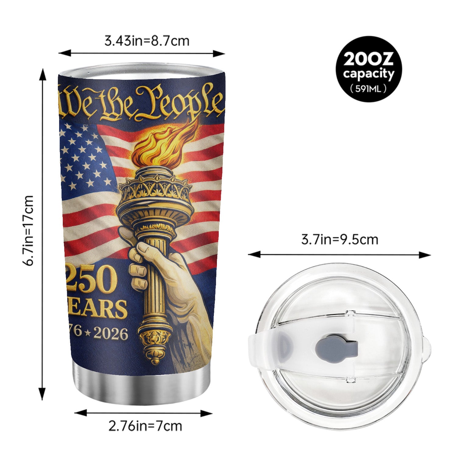 We The People USA 250 Years Patriotic 20oz Tumbler