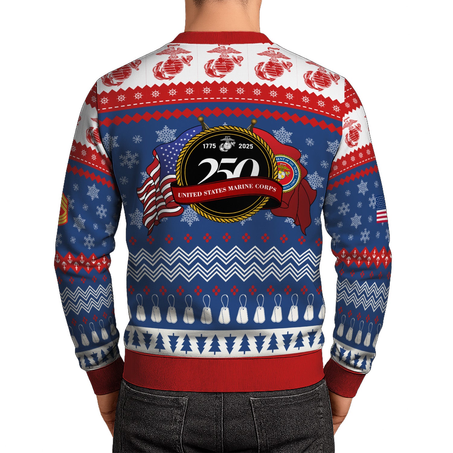 Custom Ranks USMC Ugly Christmas Sweater for Women Men KRUST04