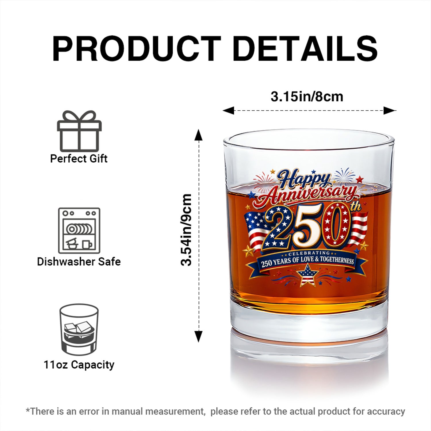 America 250 Anniversary Liberty Whiskey Glass