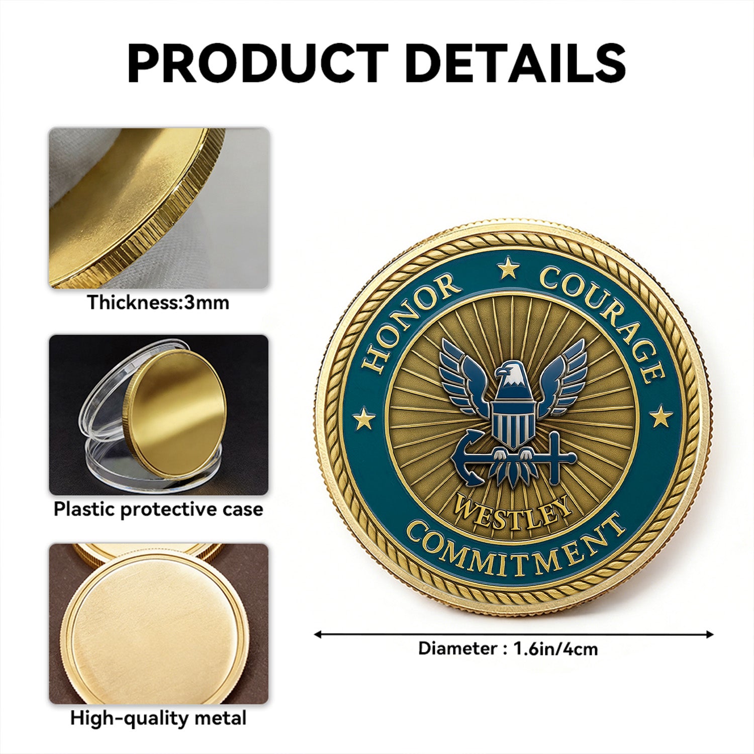 Personalized Challenge Coin US Navy Rank Name Gift