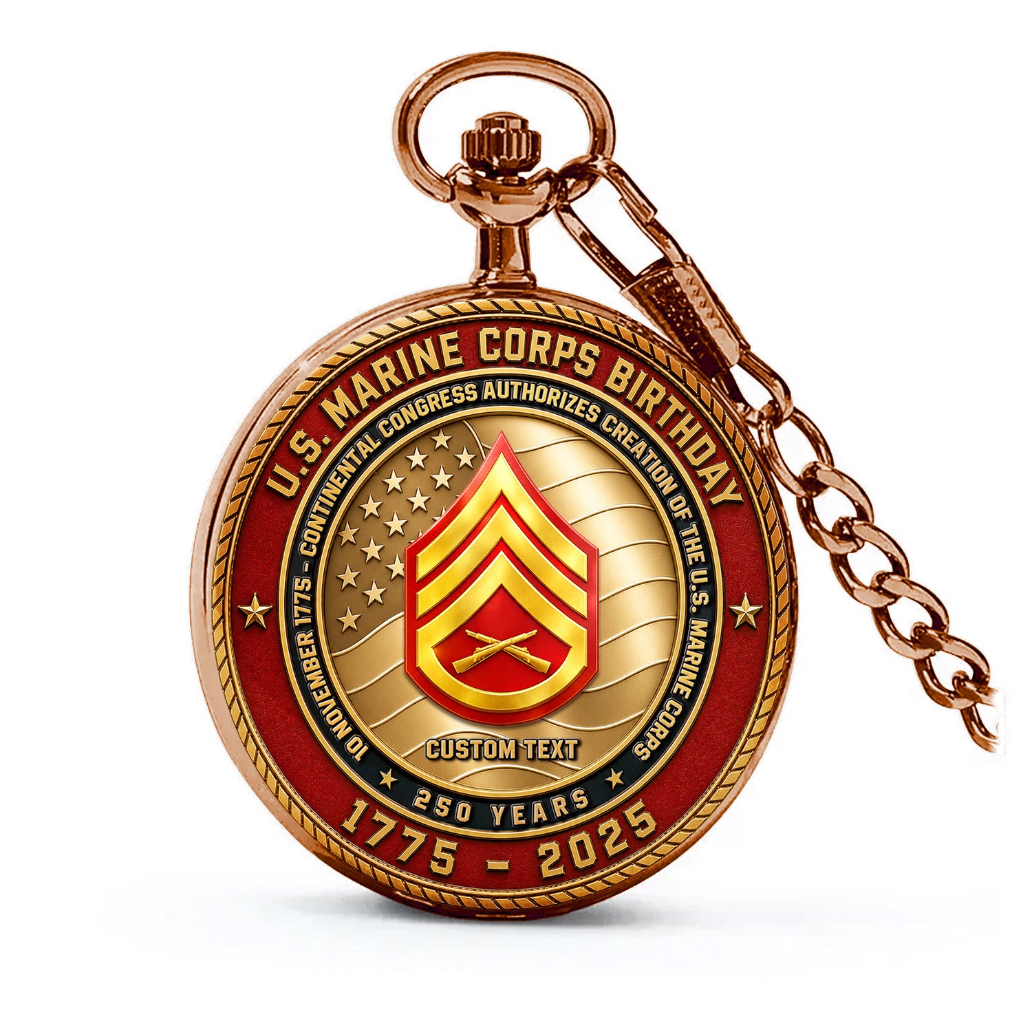 Personalized Marine Corps Pocket Watch 250th Anniversary Gift