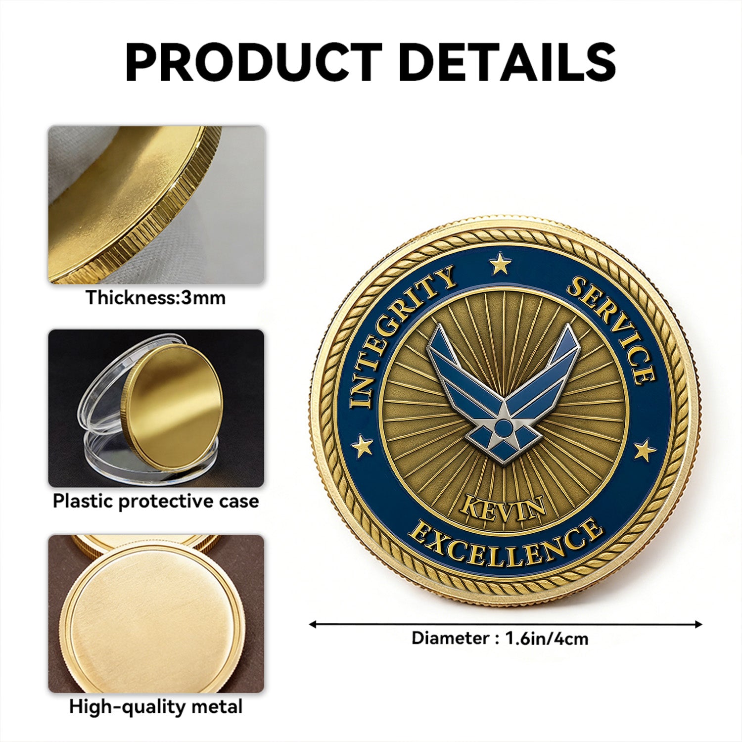 Personalized Challenge Coin US Air Force Rank Name Gift