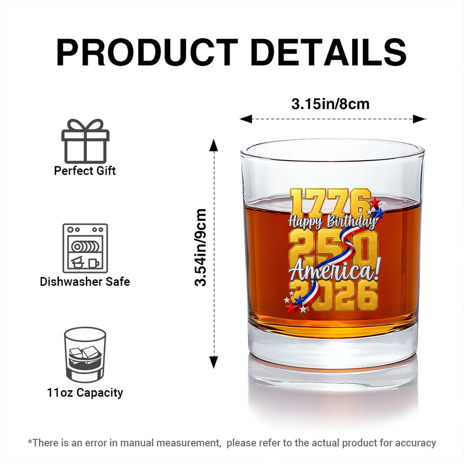 USA 250 Patriotic Bourbon Glass Collector Gift