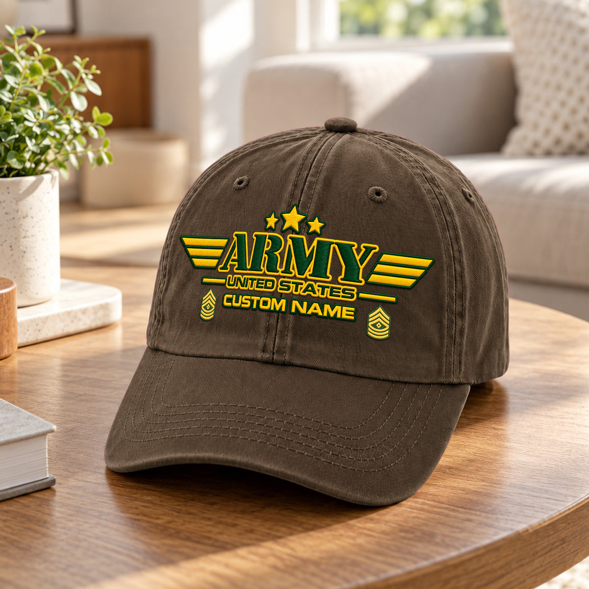 U.S. Army Washed Cotton Cap Personalized Rank and Custom Text