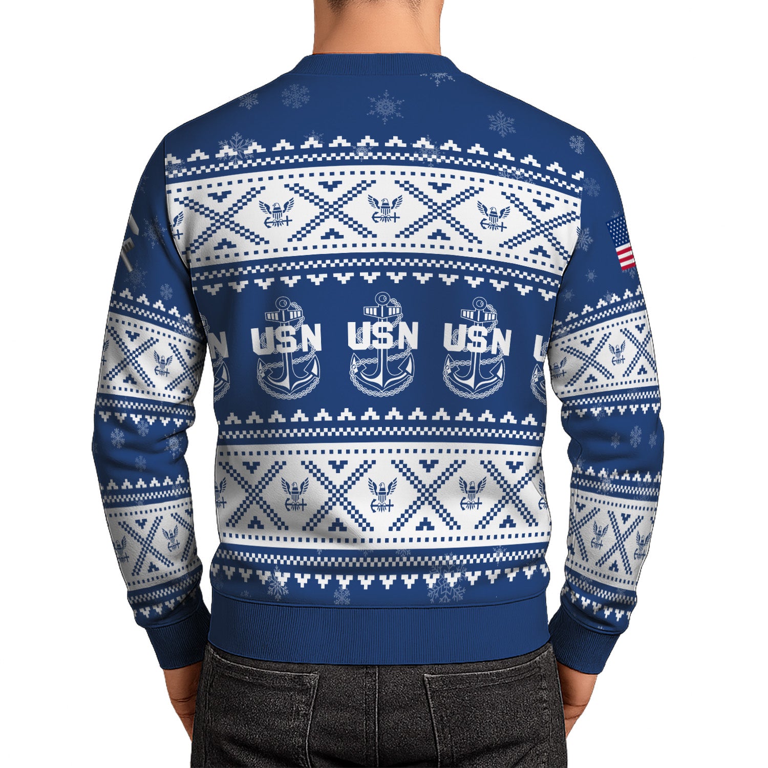 Custom Ranks US Navy Ugly Christmas Sweater for Women Men KRUST05