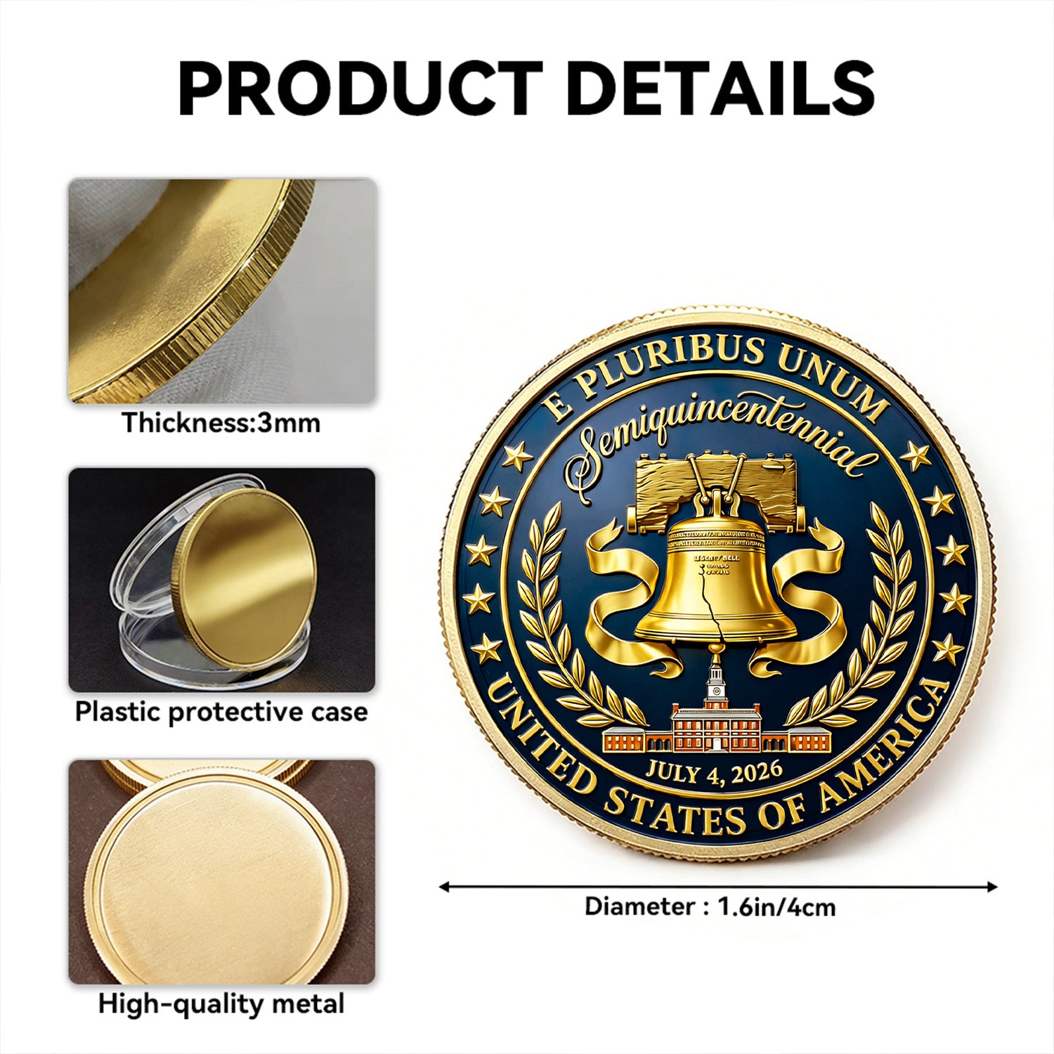 USA 250 Anniversary Coin Custom Name Rank US Army Patriotic Gift