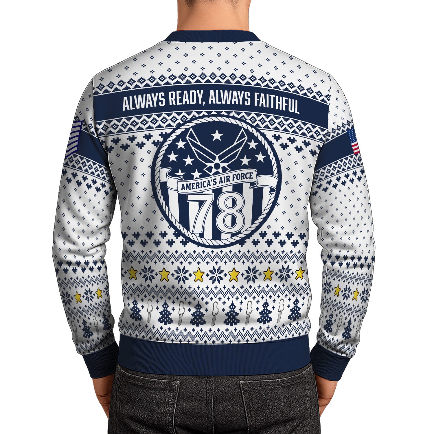 Custom Ranks US Air Force Ugly Christmas Sweater for Women Men KRUST06