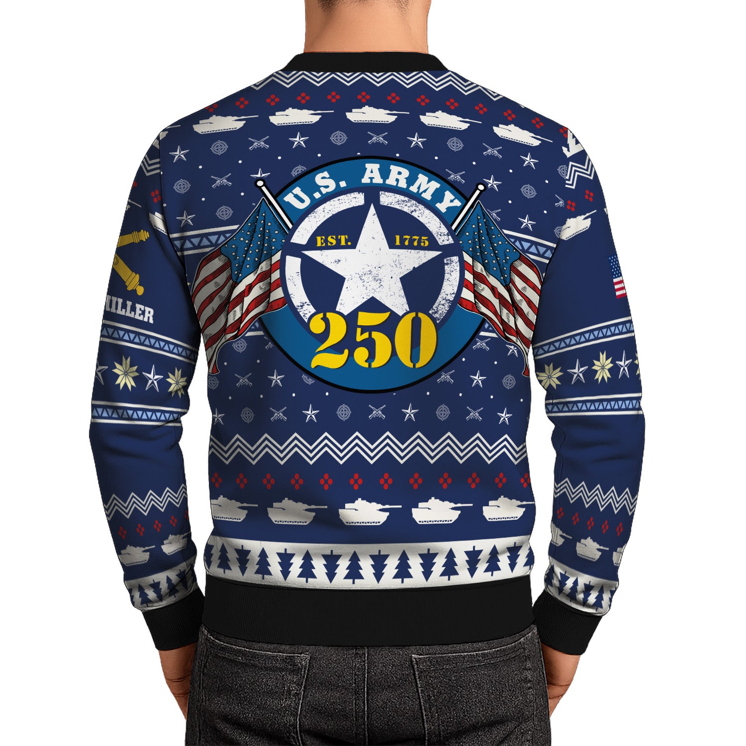Custom Ranks And Text US Army Ugly Christmas Sweater for Women Men KRUST01