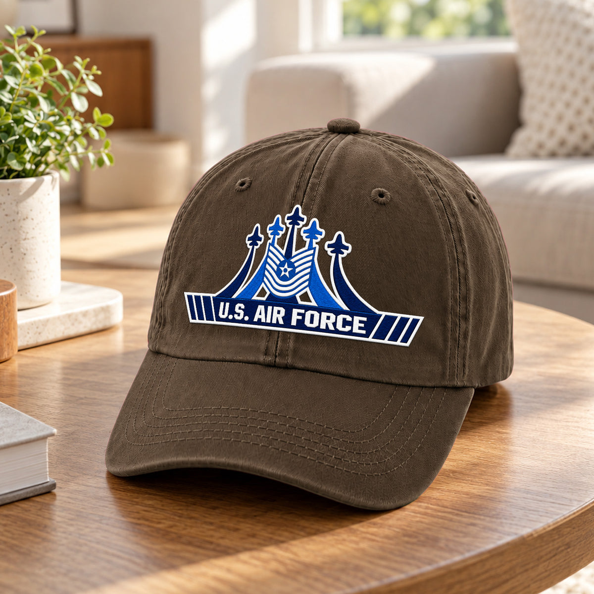 Personalized Air Force Military Washed Cap Custom Rank and Text