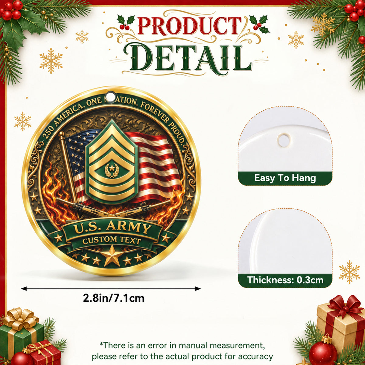 U.S. Air Force Ceramic Ornament Personalized Rank Text Veteran Gift