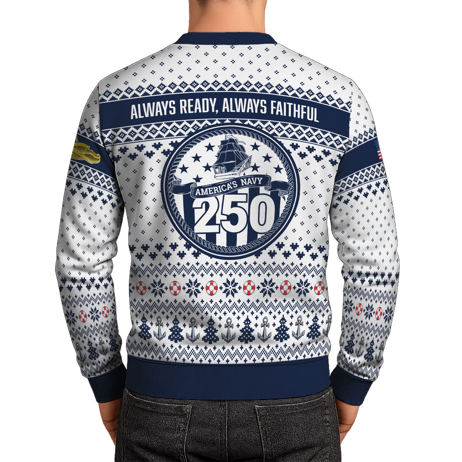 Custom Ranks US Navy Ugly Christmas Sweater for Women Men KRUST06