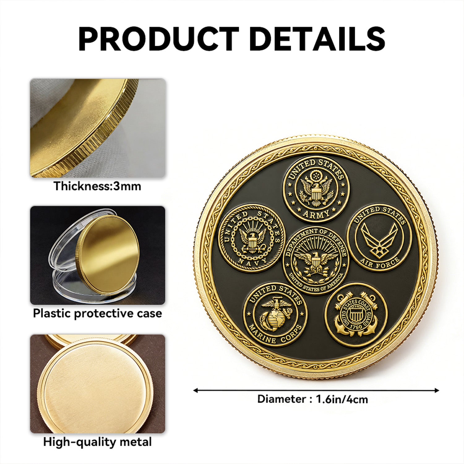 Personalized Army Promotion 3D Challenge Coin With Custom Text
