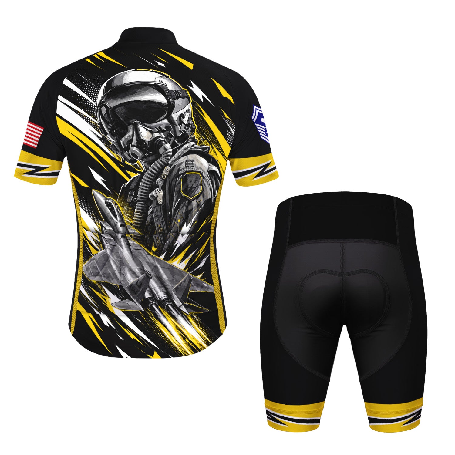 Custom USAF Cycling Jersey Personalized Name Rank Veteran Bike Shirt