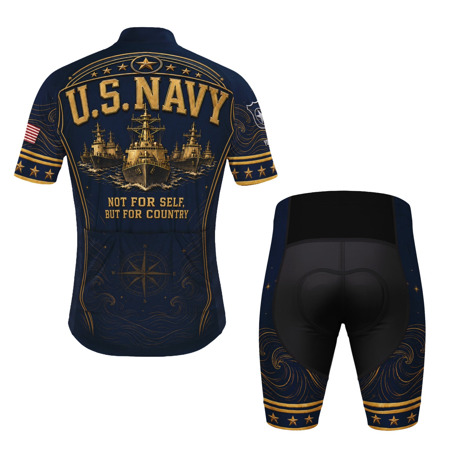 Personalized US Navy Cycling Jersey Custom Name & Rank Shirt