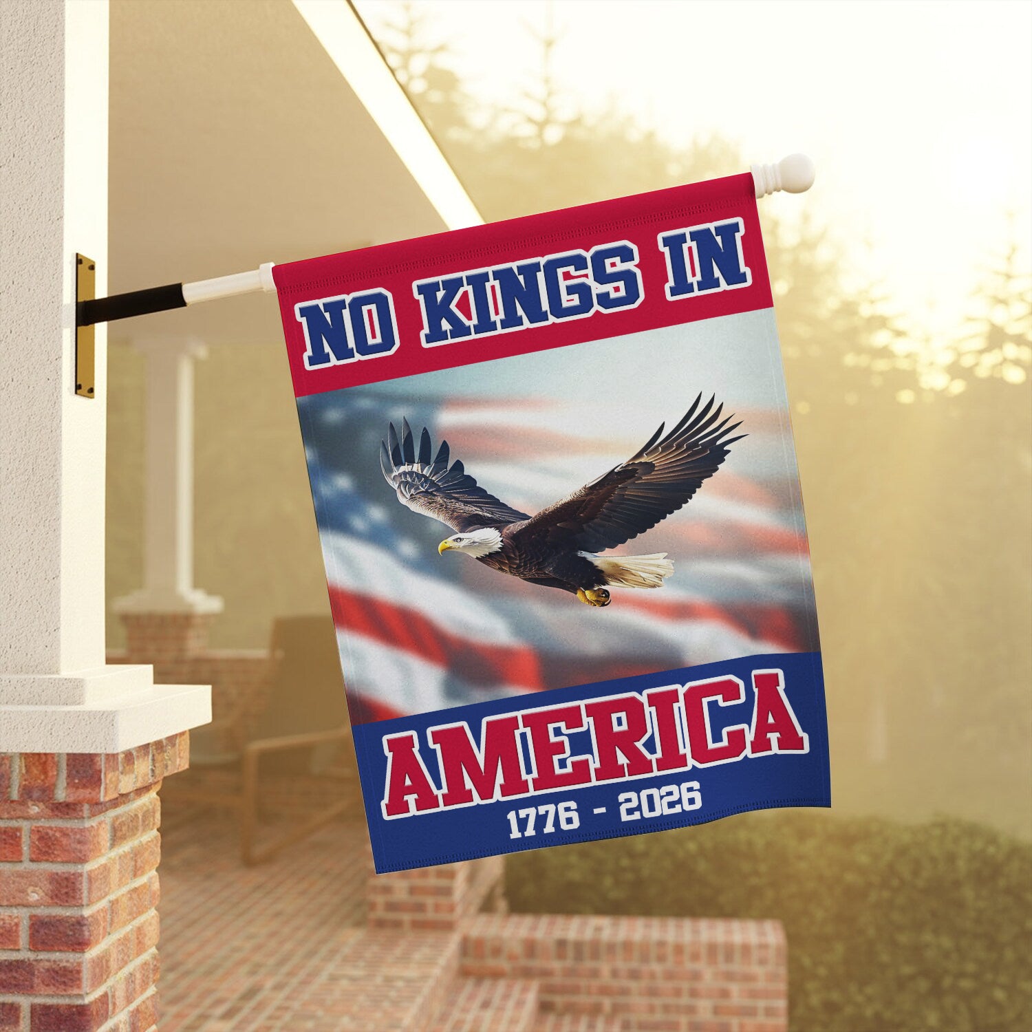 No King In America 1776 - 2026 House Flag 28''x40'' Twin-Side Printing