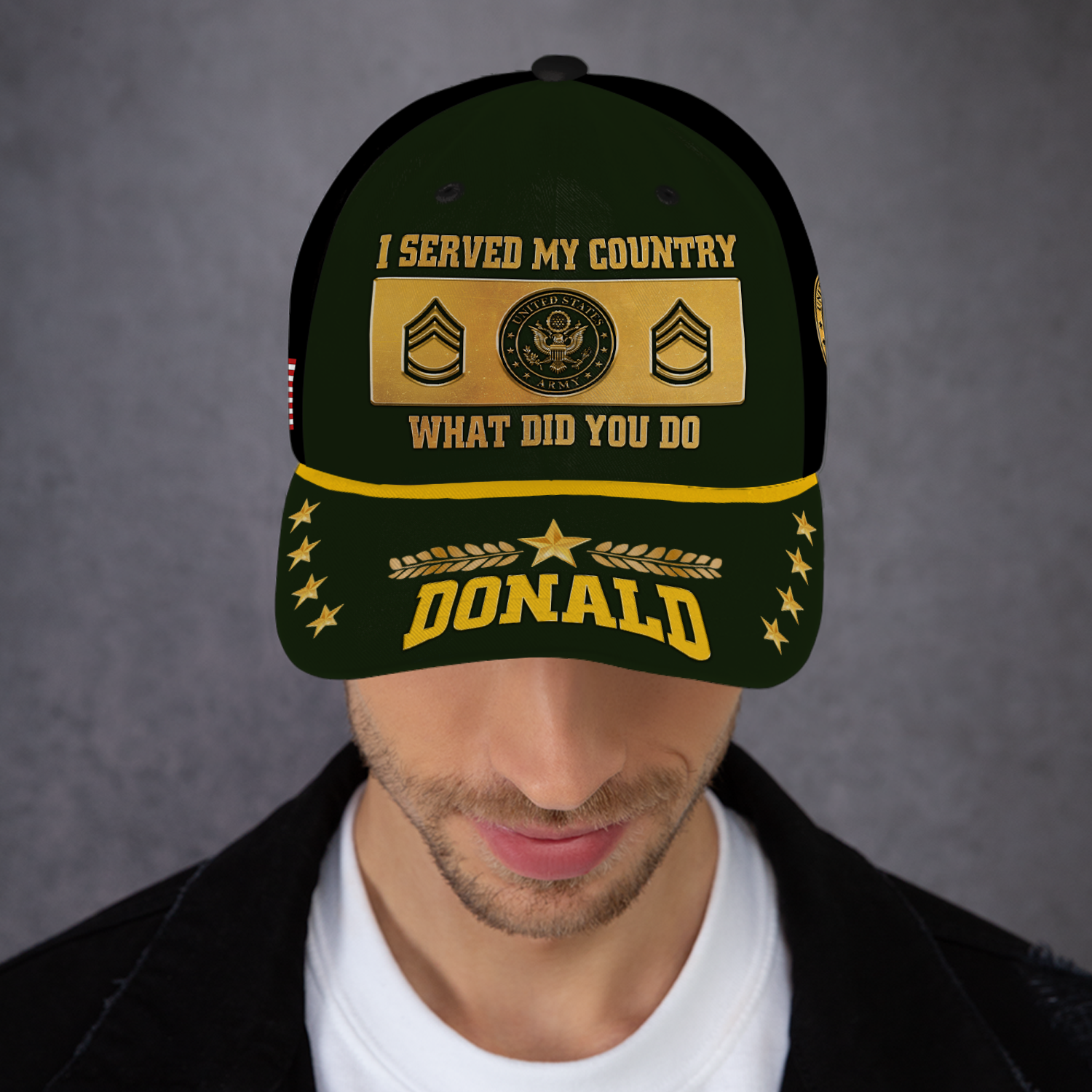 Custom Ranks/Insignia, Personalized Name And Years Served All Over Prints Premium Classic Cap KAOVC08