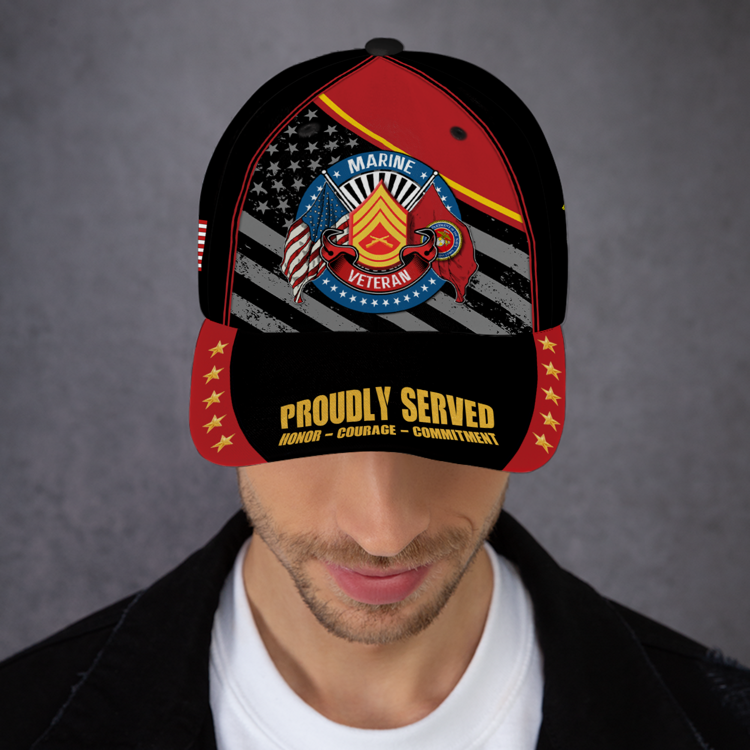 Custom Ranks/Insignia, Personalized Name And Years Served All Over Prints Premium Classic Cap KAOVC07